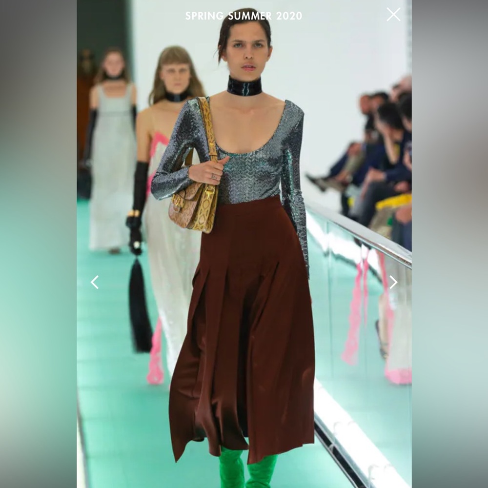 NWT GUCCI Laminated Lizardskin Bodysuit xs